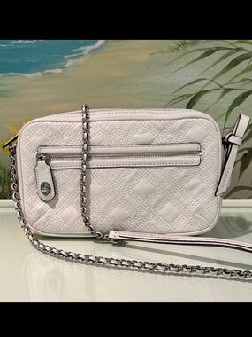 COACH White Poppy Leather Flight Crossbody/Shoulder Bag